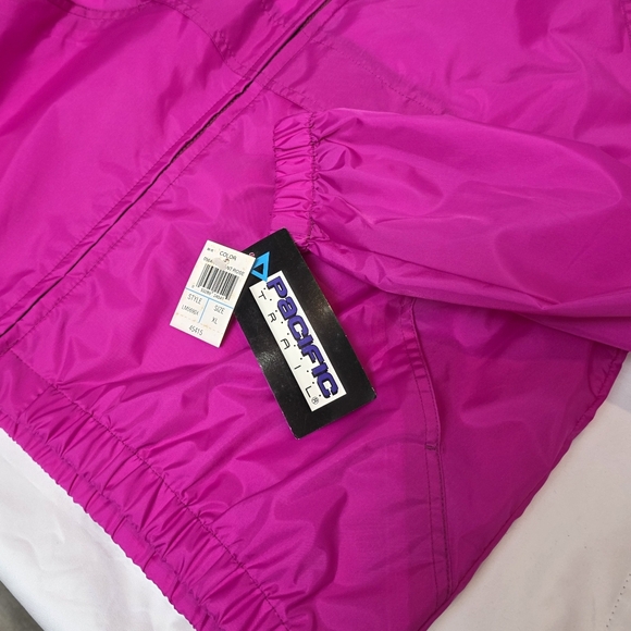 80s Pacific Trail Pink Windbreaker Pullover XL Hood Vintage Jacket Coat Tags - Picture 14 of 16